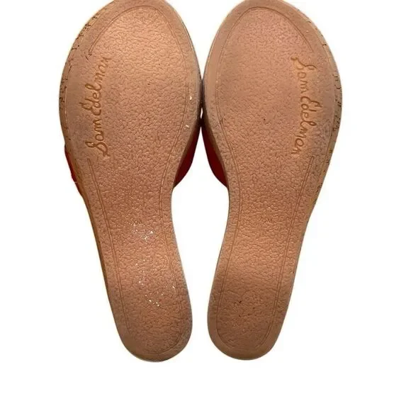 Sam Edelman Women's Reid Leather Cork Platform Sandal, Red, 7.5 M US - Picture 8 of 8